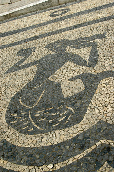 Sidewalk mosaic mermaid, Praa Luis de Cames