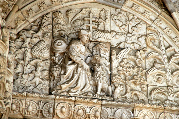 Detail of the life of St. Jerome from the South Door, Igreja de Santa Maria, Belm