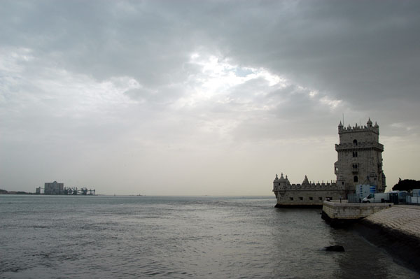 Rio Tajo and the Torre de Belm with increasingly cloudy skies