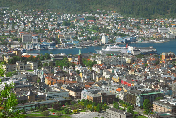 View from Flyen, 320m abover Bergen via the Flibanen
