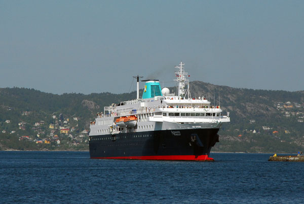 The cruise ship M/V Alexander von Humboldt arriving in Bergen