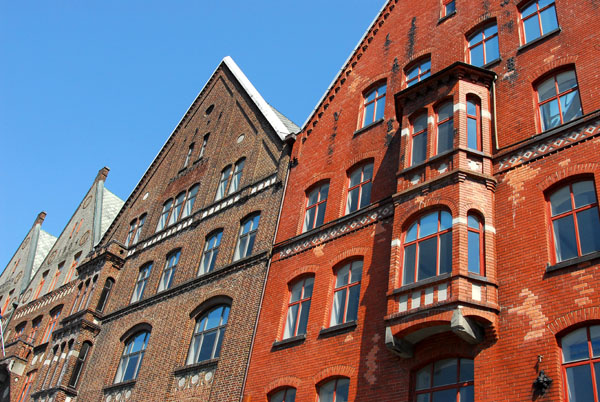 Brick houses along Bryggen