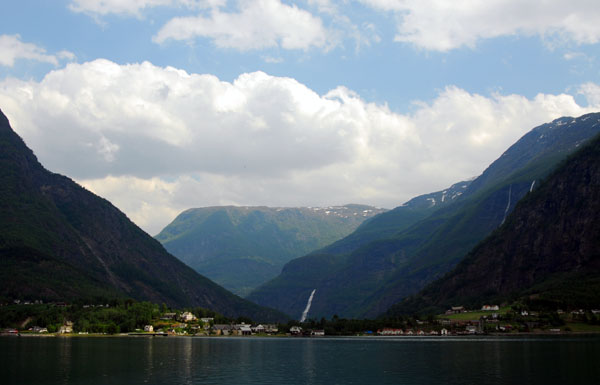 Skjolden, at the northern end of Lusterfjorden, 204 km from the sea at the farthest end of the Sognefjorden system