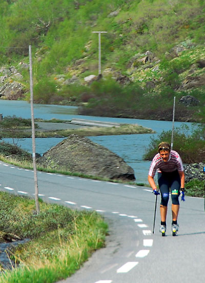 Uphill cross country skiing training