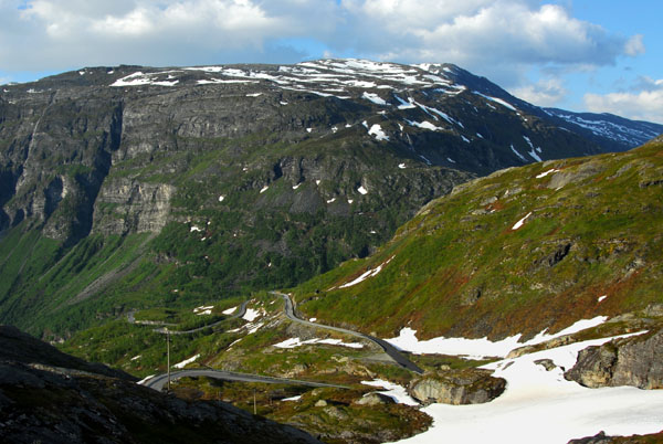 Descending towards Geirangerfjord via Route 63