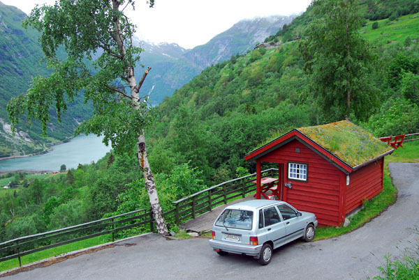 One of the cabins at Hole, overlooking Geiranger
