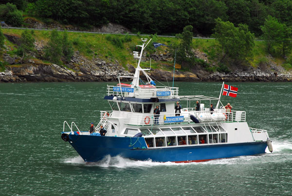 Tourist boat M/S Geirangerfjord cruises 4 times daily