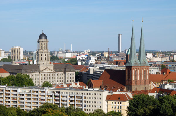 View of Nikolaiviertel with Stadthaus and Nikolaikirche