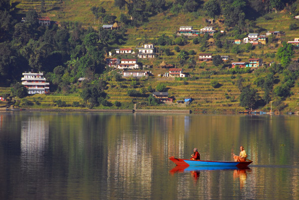Canoe on Lake Phewa, Pokhara, Nepal