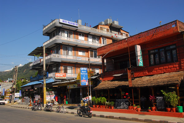 Main street of Pokhara Lakeside - Hotel Mountain Top, The Lemon Tree