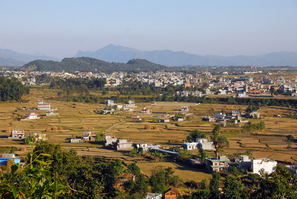 Rice paddies and the southern end of Pokhara