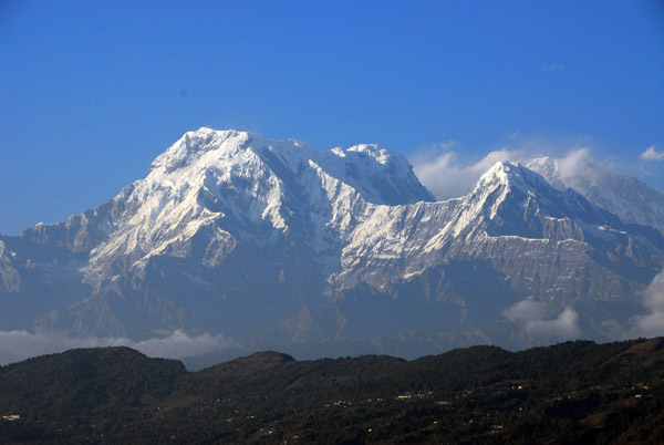 Annapurna South (7219m/23,683ft), Annapurna I (8091m/26,545ft) and Hiunchuli (6441m)