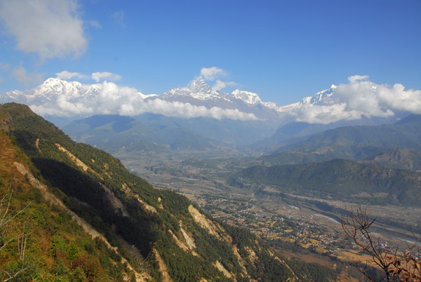 View from the summit of Sarangkot looking north to Machhapuchhare & the Annapurna Range