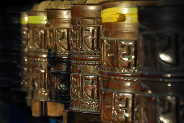 Prayer wheels, Karma Dubgyu Chokhorling Monastery, Pokhara