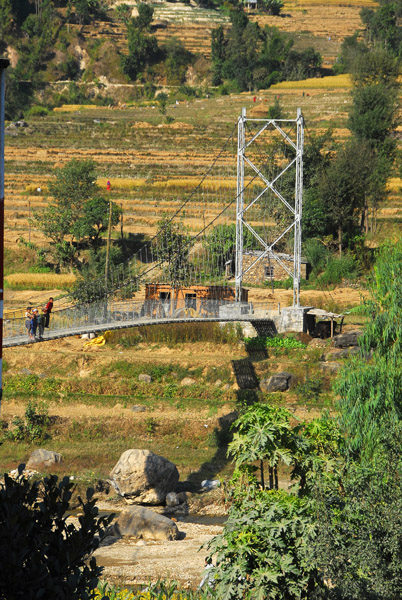 A pedestrian suspension brige, Mahadevbesi, Nepal