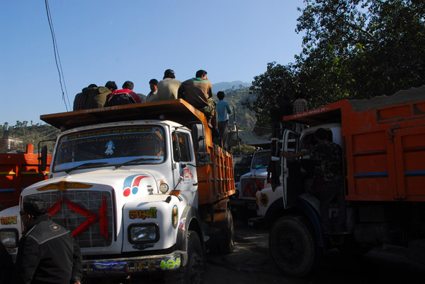 I found trucks were used to block the road by strikers protesting the government