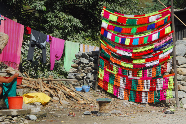Roadside stall with colorful yarn