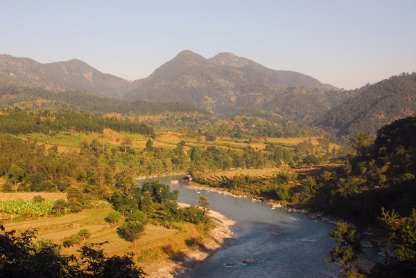 Marsyangdi River with what I believe is Manakamana