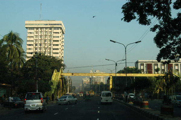 Waslow Tower sticking up on the west side of Kazi Najrul Islam Avenue, Dhaka