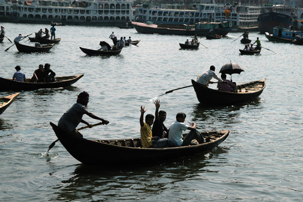 ...and endless line of sampans ferrying across the Buriganga, Dhaka