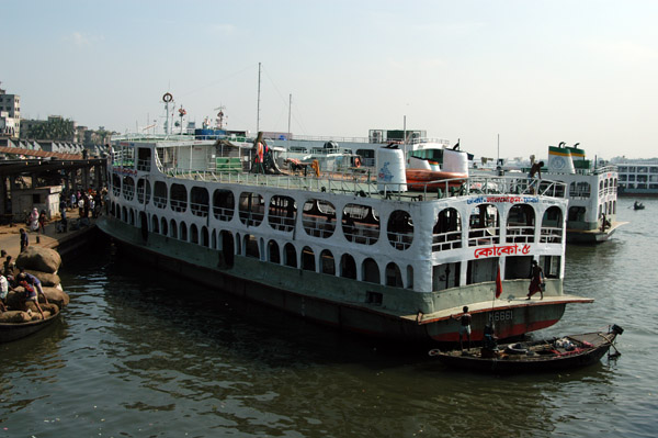 Big river boats at the Sadar Ghat Ferry Terminal, Dhaka