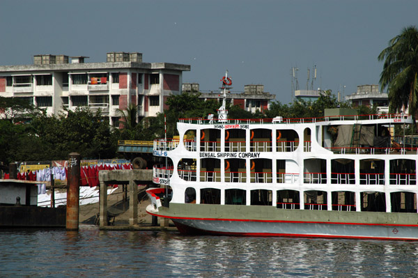 Ferry of the Bengal Shipping Company tied up riverside at Dhaka-Faridabad