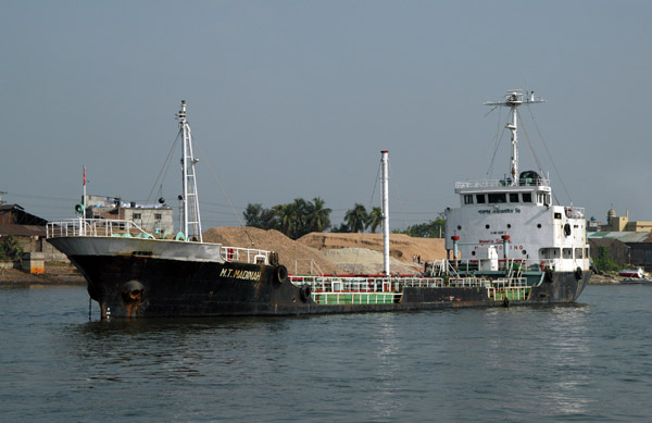 M.T. Madinah, a small tanker anchored in the Buriganga River downstream from Dhaka