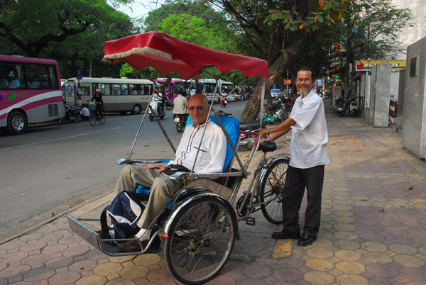 Dad's saviour, a cyclo - bicycle rickshaw type taxi, Hanoi