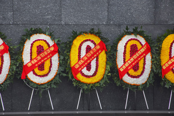 Flower wreaths at the Ho Chi Minh mausoleum