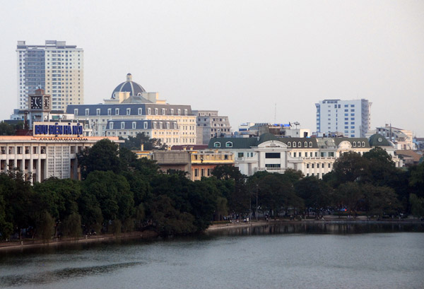 Hoan Kiem Lake, Hanoi, from City View Cafe's rooftop terrace