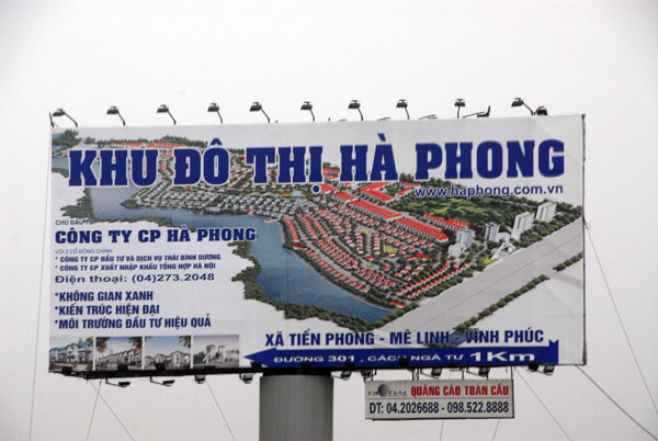 Billboard for a western-style subdivision outside Hanoi