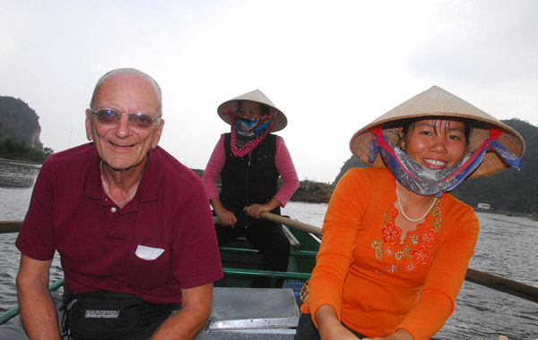 Dad with our paddlers, Tam Coc