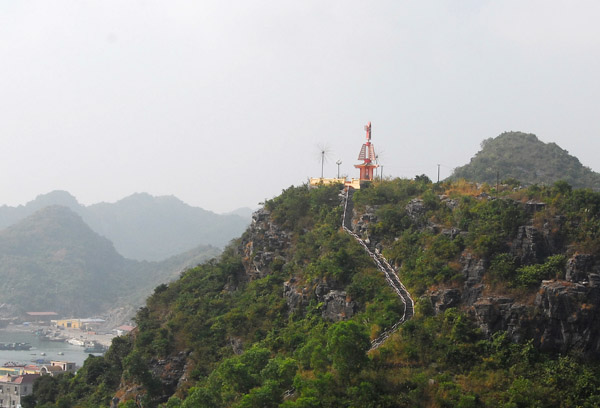 Mountain No. 1 above Cat Ba Town with the Ho Chi Minh Monument