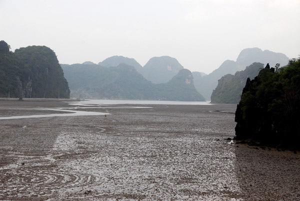 Mudflats, north Cat Ba Island, with Halong Bay in the distance