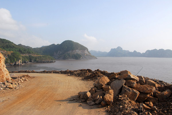 The new road on the west coast of Cat Ba from Hien Hao to Ang Coi