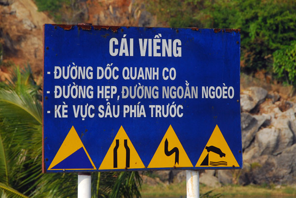 Warning - steep narrow winding road, Cat Ba Island