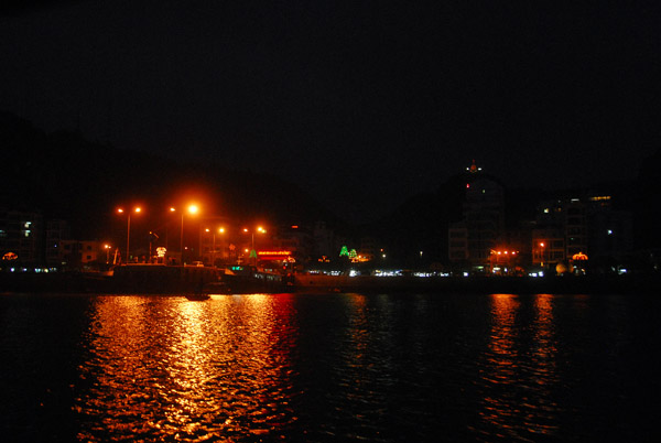 The main pier of Cat Ba Town at night