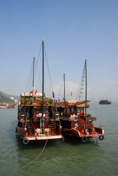 Two Halong Bay boats tied up, Bai Chay
