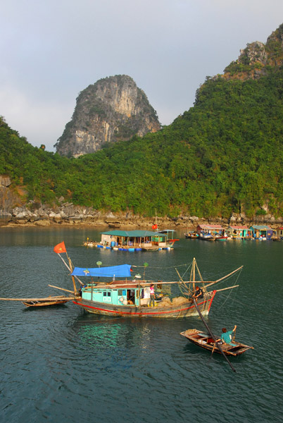 Fishing boat, floating village, Halong Bay