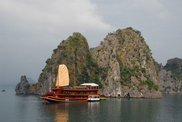 Large boat, Indochina Sails, with tender, Halong Bay