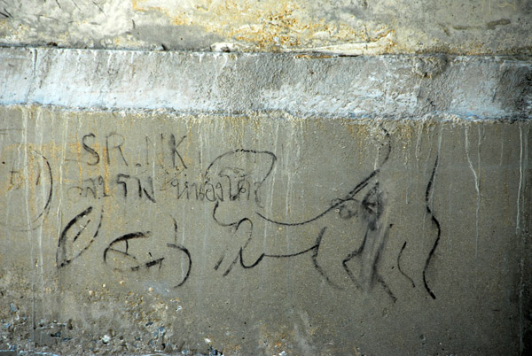 Graffiti beneath the bridge, Mae Klang