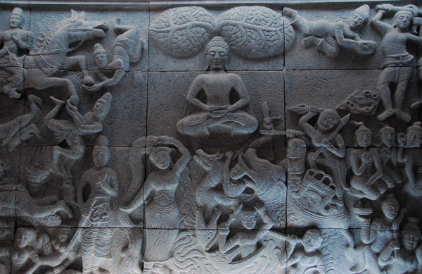Bas relief - The Four Holy Places of Buddhism - Bodh Gaya, place of enlightenment