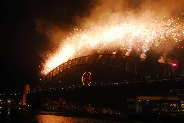 The bridge was the centerpoint of the display, but there were also fireworks launced from other parts of the harbor