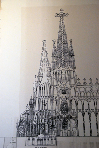 Sketch of Sagrada Familia with central tower
