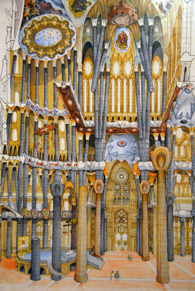 Drawing of the interior of Sagrada Família