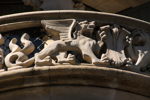 Detail of the sculpture group on the corner of Casa Lle Morera, 35 Passeig de Grcia