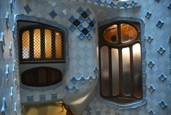 Casa Batlló is an apartment building and this is the interior atrium