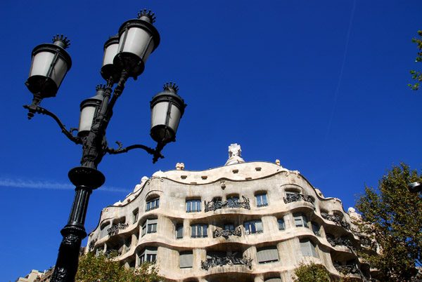 Casa Mila (la Pedrera) with lamppost,  Passeig de Grcia 92