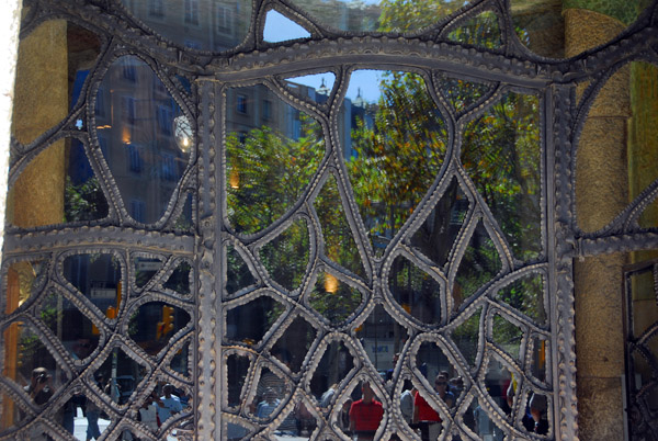 Ornate metal and glass main door to Casa Mila (la Pedrera)