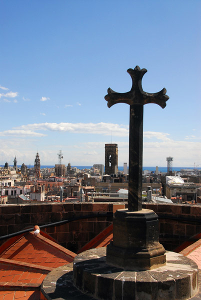 Cross on the roof of Barcelona Cathedral